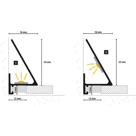 Alumīnija grīdlīstes SLED16X5 Alumīnija grīdlīstes SLED16X5