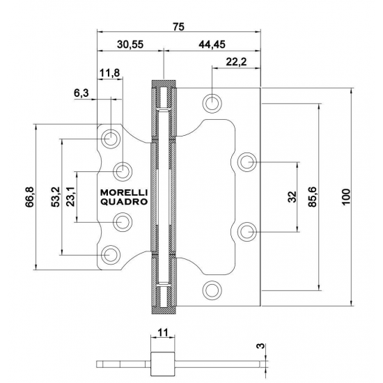 Pieliekamās eņģes MORELLI QUADRO-1 BL