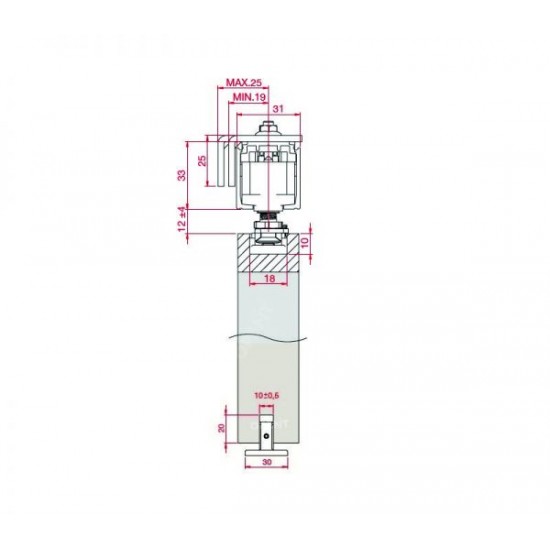 FLUID ECLETTICA bīdāmo durvju sistēma ar vienvirziena “Soft Close” bremzēm un amortizatoru.